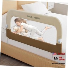Bed Guard Rail for Toddlers - 32" Adjustable Heights 32 inches Beige With Khaki