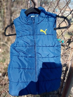 Puma Navy Blue Boys Vest Puffer Size 5 6 Elastic Waist