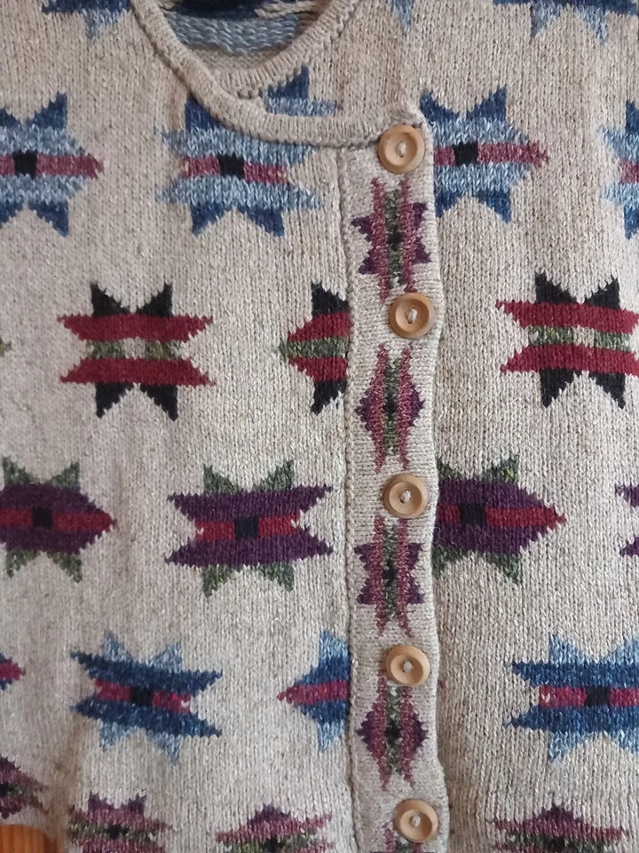 Elisabeth Gash Silk & Wool Cardigan Waistcoat Kaffe Fassett Circus Stars Pattern - Image 3 of 4