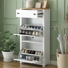 Vinsetto Shoe Cabinet with 2 Flip Drawers