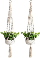 Macrame Plant Hanger, 2 Pack Plant Hanger, Cotton Rope Plant Hangers Indoor Outd