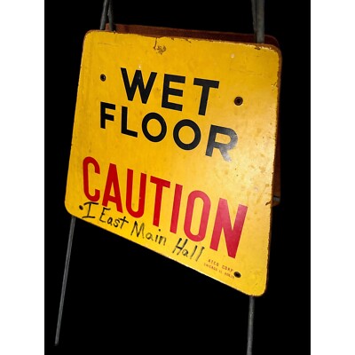 Vintage Sign Wet Floor Caution Two-Sided Freestanding