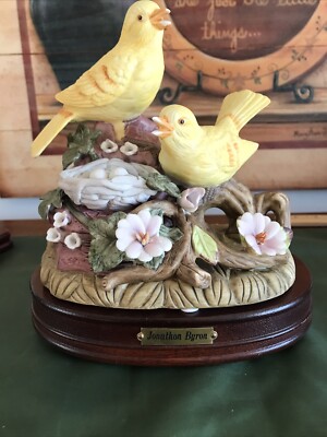 Vintage Jonathan Byron Birds Yellow Ceramic Music Box The Way We Were