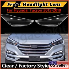 Pair Clear Front Headlight Lens Headlamp Cover Shell For Hyundai Tucson 2015-18