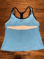 Nike Dri Fit Women's Activewear Blue White Razorback Tank Built In Bra Medium