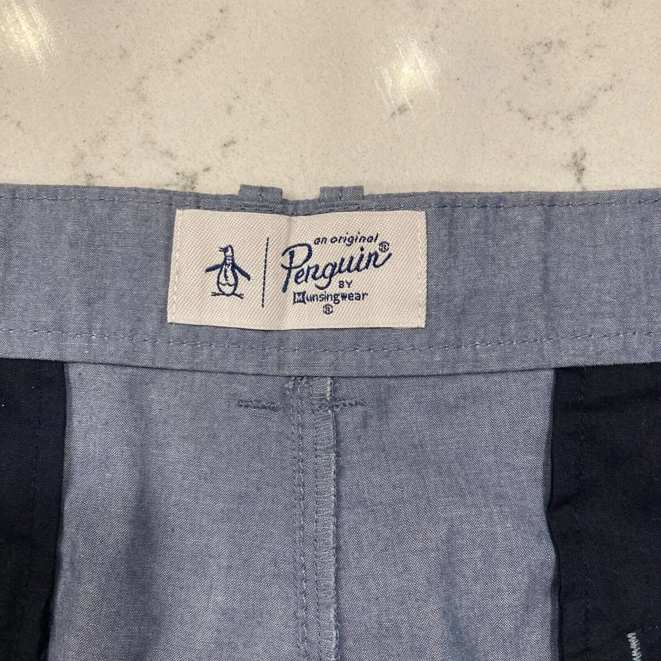 Pantalones Cortos Penguin by Munsingwear Para Hombre 38 Azul Rayas Ligeros Retro Foto 4 de 4