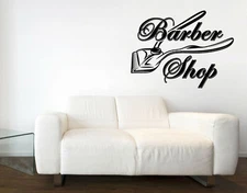 Vinyl Decal Wall Sticker Logo Barber Shop Moustache Haircut Shaves (n1560)