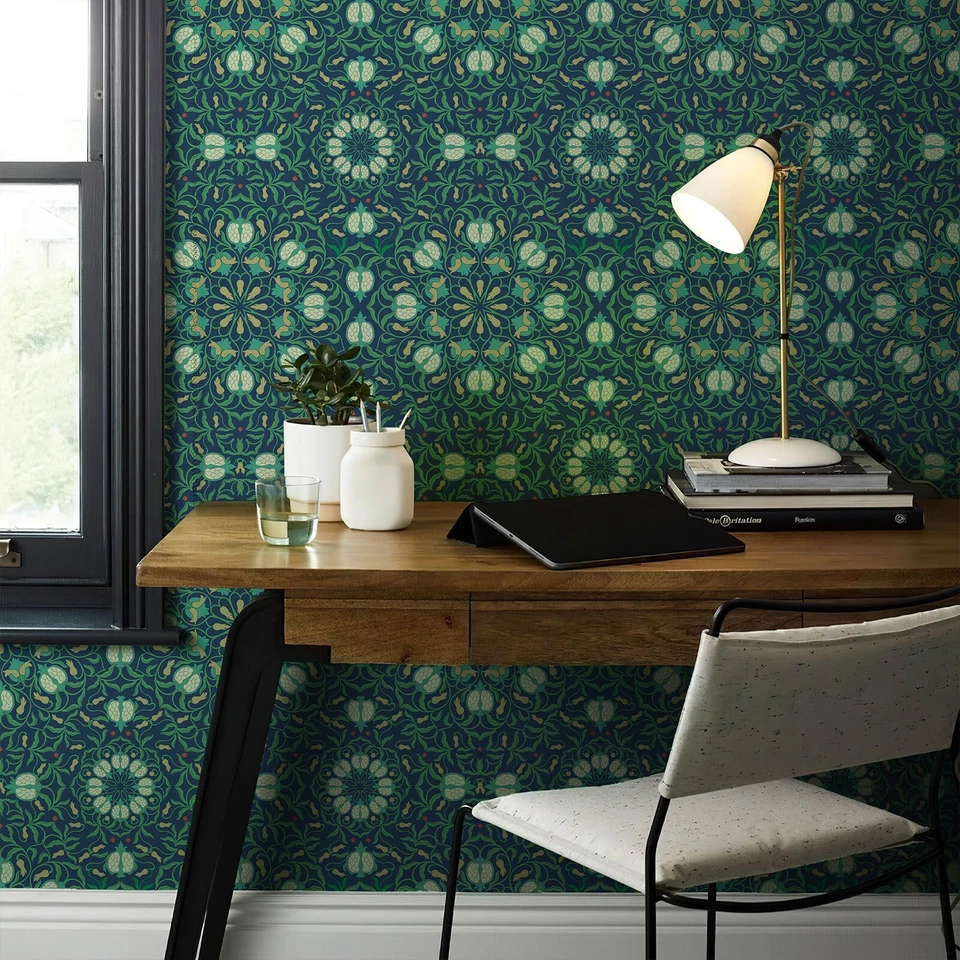 Jiffdiff Wallpaper Blue Abstract Pomegranate Garden Peel and Stick Vinyl Sticker - Image 3 of 4