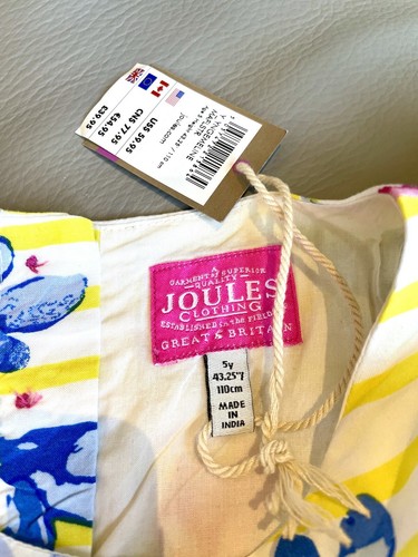 $60+ Joules Summer Dress Girls NEW WITH TAG attached , Sz 5 Years - Picture 5 of 8