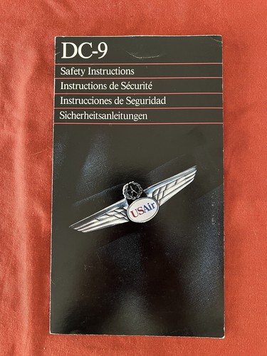USAir DC-9 Airline Passenger Safety Instructions Card Revision 8/93