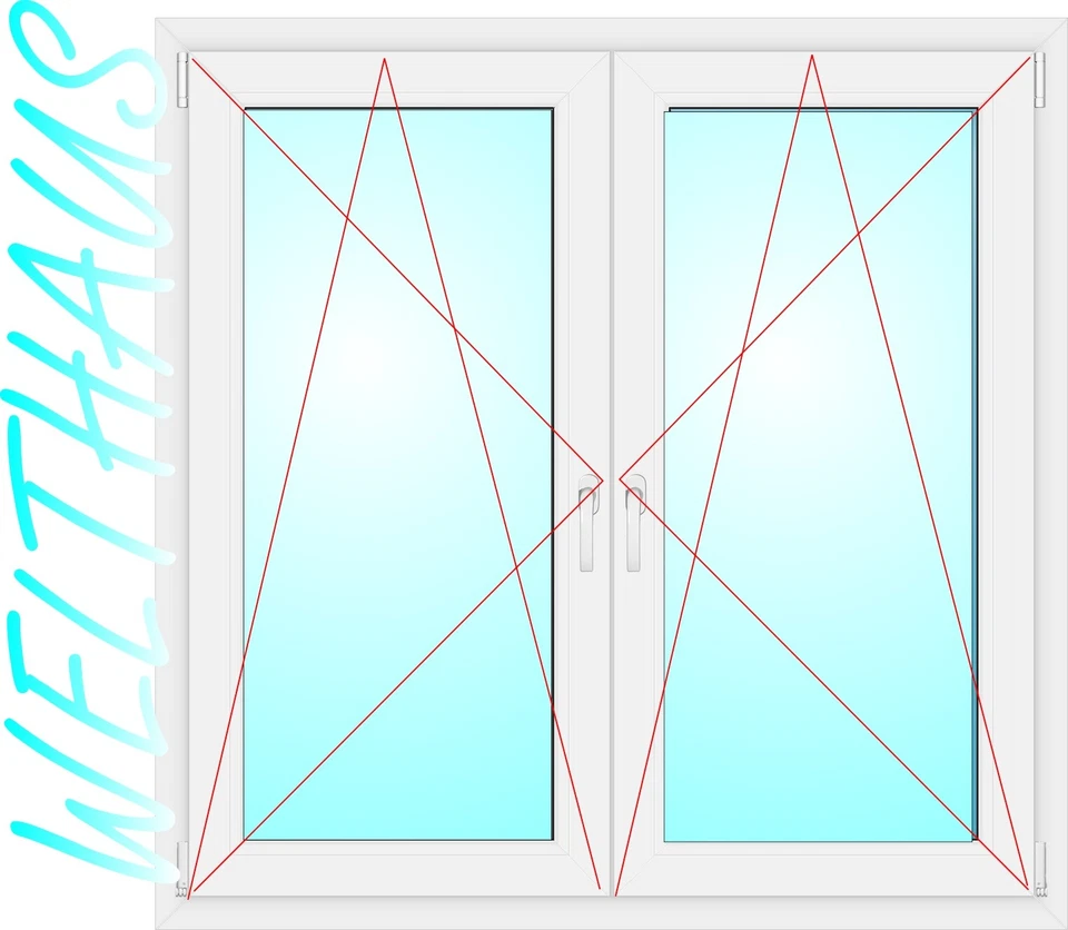 2-flügliges Kunststofffenster KM70Pfostenfenster Anthrazit/Weiß Dreh-Kipp 3fach - Bild 3 von 4