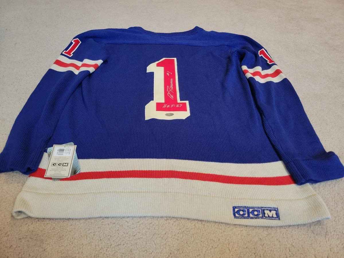 NEW YORK RANGERS HOF EDDIE GIACOMIN SIGNED THROWBACK CCM JERSEY