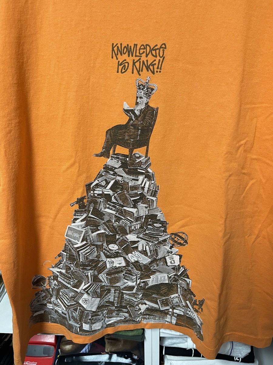 Vintage Stussy Shirt Mens XL Brown 90s Knowledge Is King Skate