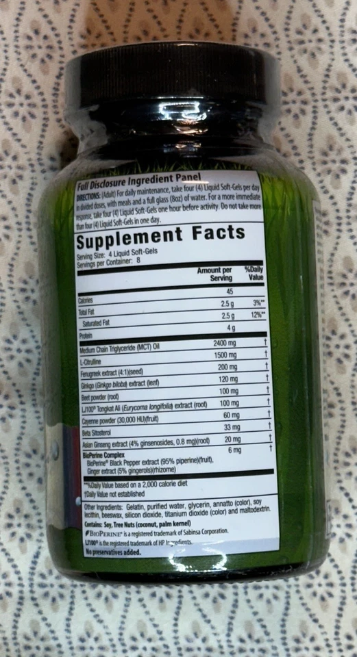 Irwin Naturals Testostrone UP Rojo, 32 Gel Suave Líquido ¡Nuevo! Foto 2 de 4