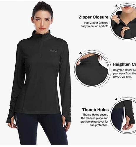 HISKYWIN Womens UPF 50+ Sun Protection Tops Long Sleeve Half-Zip Thumb Hole XXL - Picture 3 of 7
