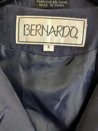 BERNARDO Lightweight Navy TRENCH POLYESTER DRESS COAT SIZE 8 Or MEDIUM - Picture 2 of 5