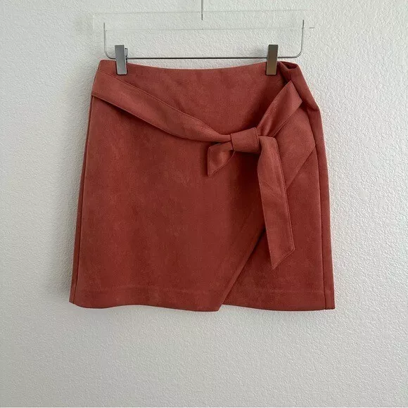 Pink faux 2025 suede wrap skirt