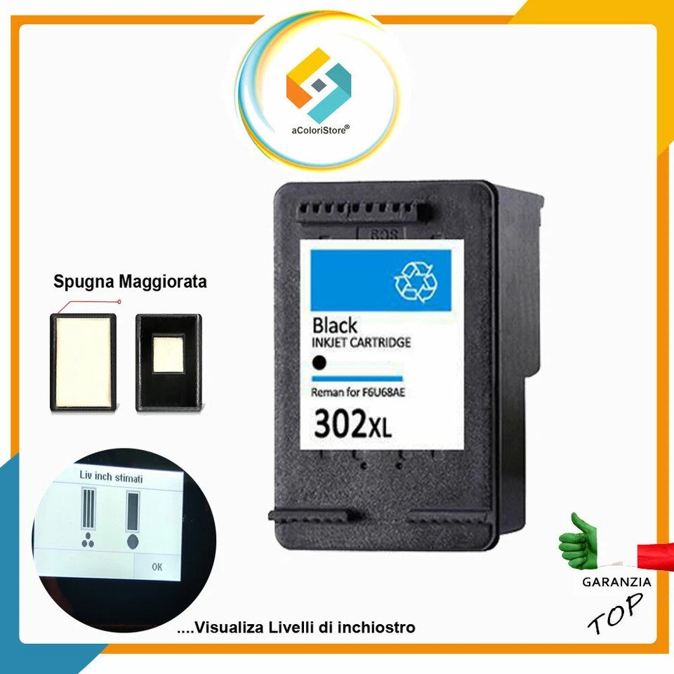 ACOLORI Cartuccia per HP 302 XL Nero Envy 4520 Deskjet 2130 3639 Officejet 3830 5232