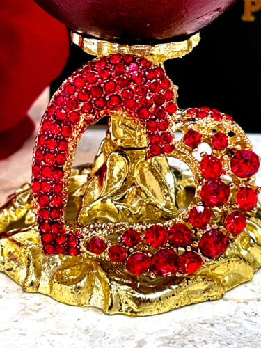 Valentine's day gifts for her Faberge Musical egg Heart Ornament Ruby NaturalEgg - Picture 6 of 14