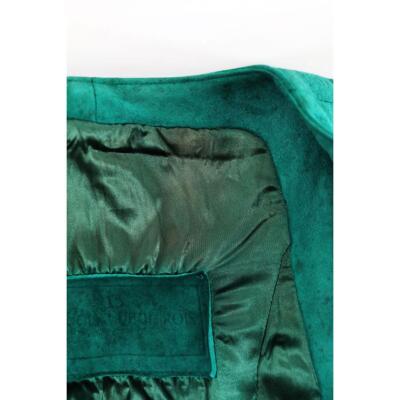 JITROIS Woman's Ladies Vest Green Suede Leather button 90s