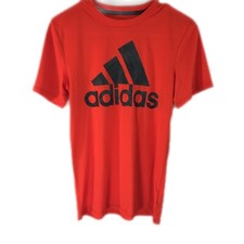 Adidas Kids Graphic Print Crew Neck Short Sleeves Orange Pullover T Shirt Size M