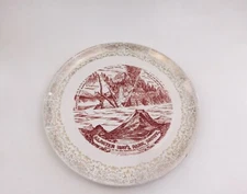 Homer Laughlin Glacier Natl Park Souvenir Plate 4 Pictures  Logan Pass Vintage