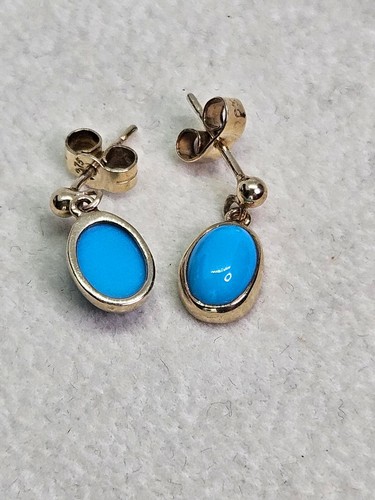 Pendientes turquesa de la Bella Durmiente de oro de 9kt (1,39 g) - Imagen 3 de 4