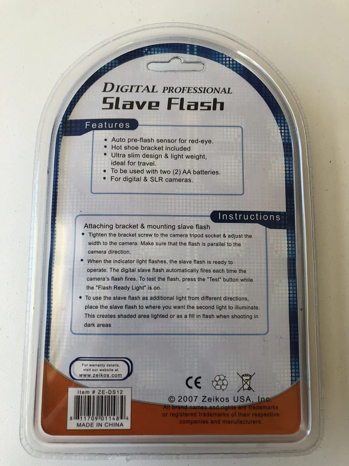Flash esclavo automático Zeikos funciona con TODAS las cámaras digitales y SLR nuevo sellado Foto 2 de 3