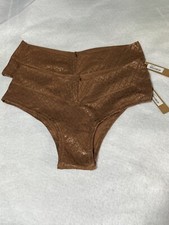 2 - Skims Women's Breathable Lightweight Logo Mesh Cheeky Brief Caf Size XS NWT