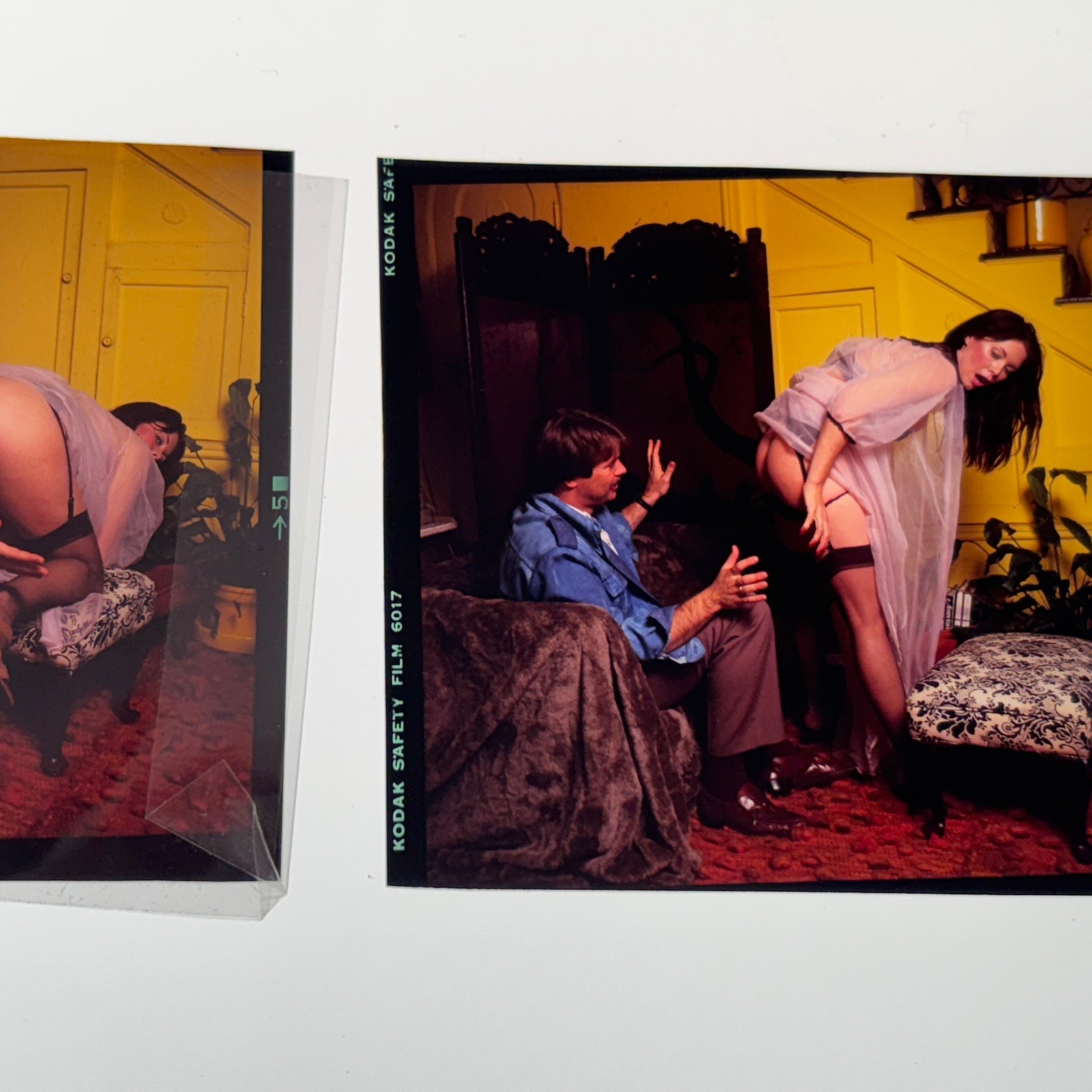 (2) Vintage Couple Male Female Sexy Risqué Nude Transparency Positives