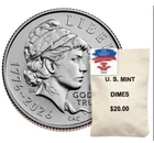 Semiquincentennial Dime 2026 Rolls and Bags Emerging Liberty 200 Coin Bag