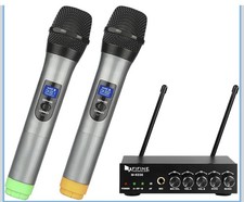 FIFINE M-K036 UHF Wireless Handheld Microphone System w/ Volume, Silver/Black