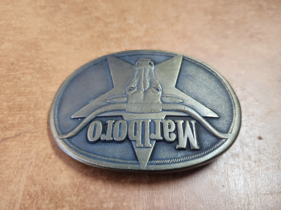 Vintage 1987 Philip Morris Inc Solid Brass Marlboro Belt Buckle - Image 4 of 4