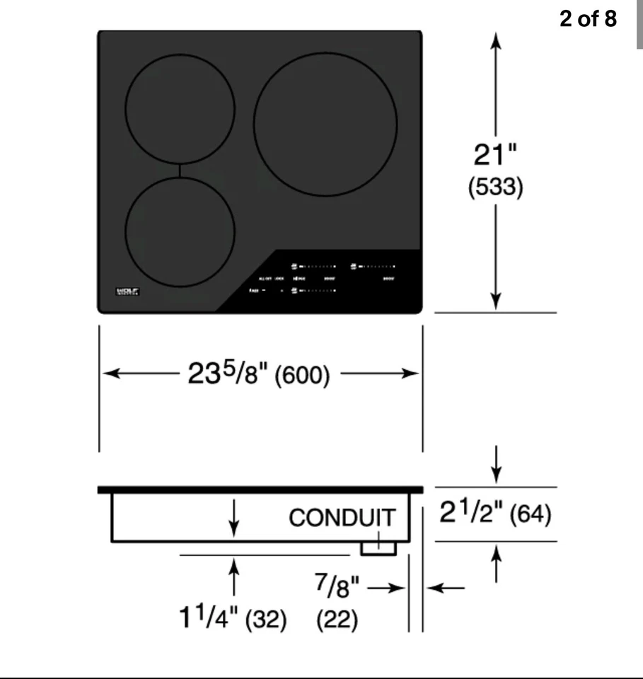 "Placa de inducción contemporánea Wolf 24"" CI243C/B - Placa de cocina con superficie de vidrio negro" Foto 2 de 4