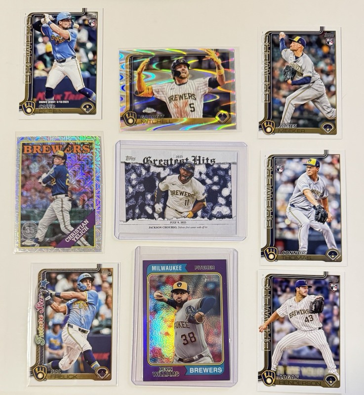 Topps Milwaukee Brewers 9 Card Lot Chrome/Greatest Hits RC Yelich Churio