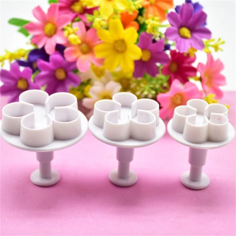 3Pcs Flower Plunger Cookie Cutter DIY Blossom Flower Cake Fondant Cake M`mx-wl - Image 2 of 4