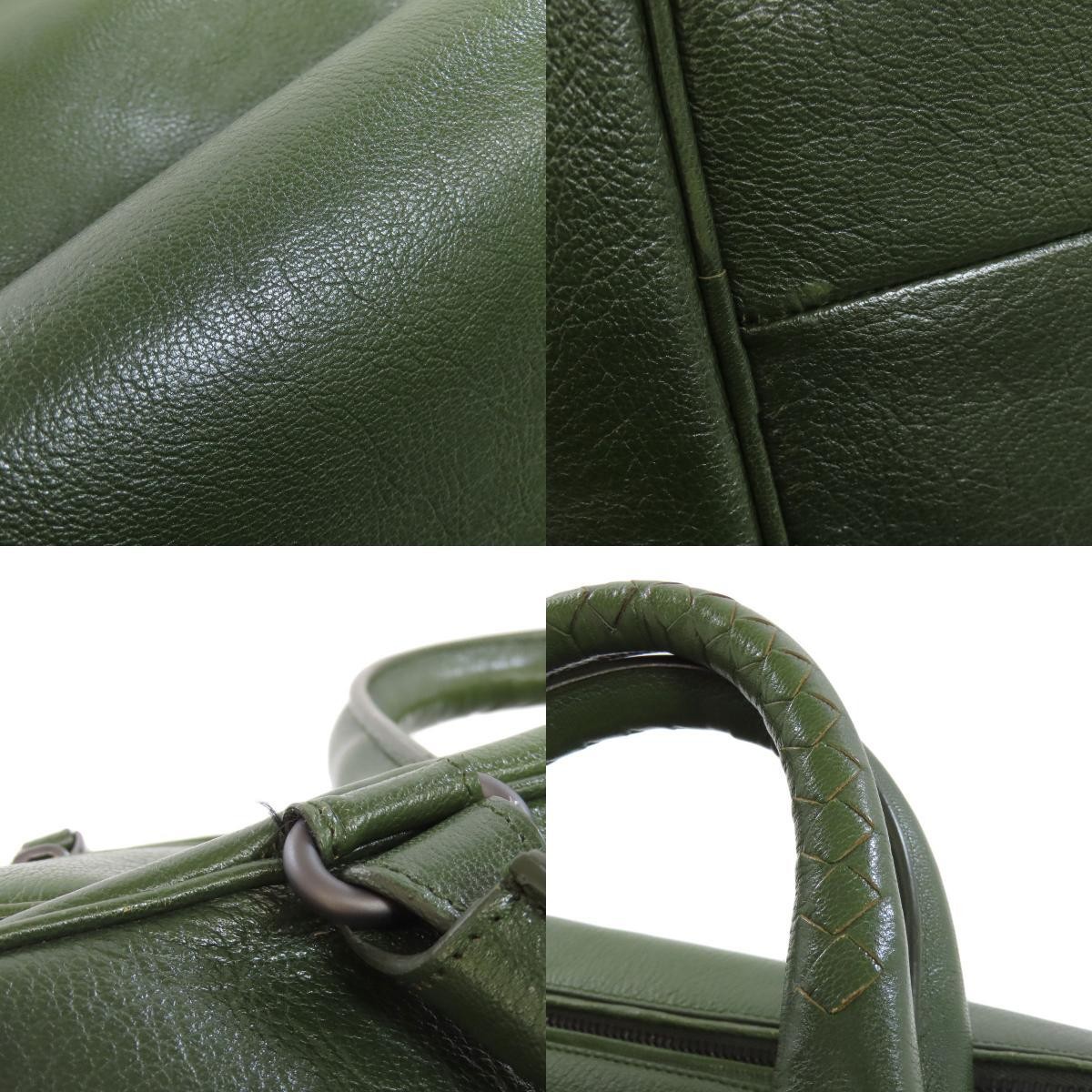 Bottega Veneta Logo Tote Bag Leather Women's Green 12.2x14.6x7.5in condition thumbnail 9