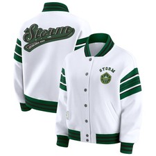 Women's WEAR by Erin Andrews White/Green Seattle Storm Full-Snap Fleece