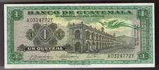 1968 Guatemala 1 Quetzal,  Pic# 52e XF+ (CRISP)