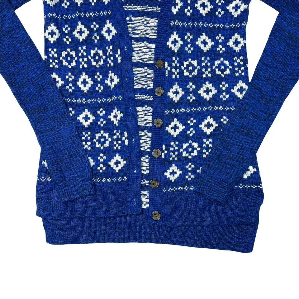 Hollister Aztec Geometric Layering Cardigan Sweater Y2K Blue White Small - Image 4 of 4
