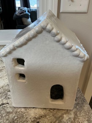 LARGE Pottery Barn CERAMIC CHRISTMAS VILLAGE HOUSE  WHITE HOUSE Holiday-NWT