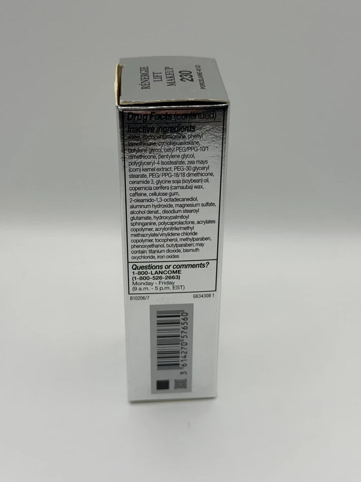 Lancome Renergie Lift Makeup 230  Porcelaine 40 (W) SPF 20 1oz/30ml New with BOX - Image 2 of 3
