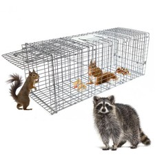 Live Animal Cage Trap, 32" x 11" x 12" Heavy Duty Folding Raccoon Traps, Huma...