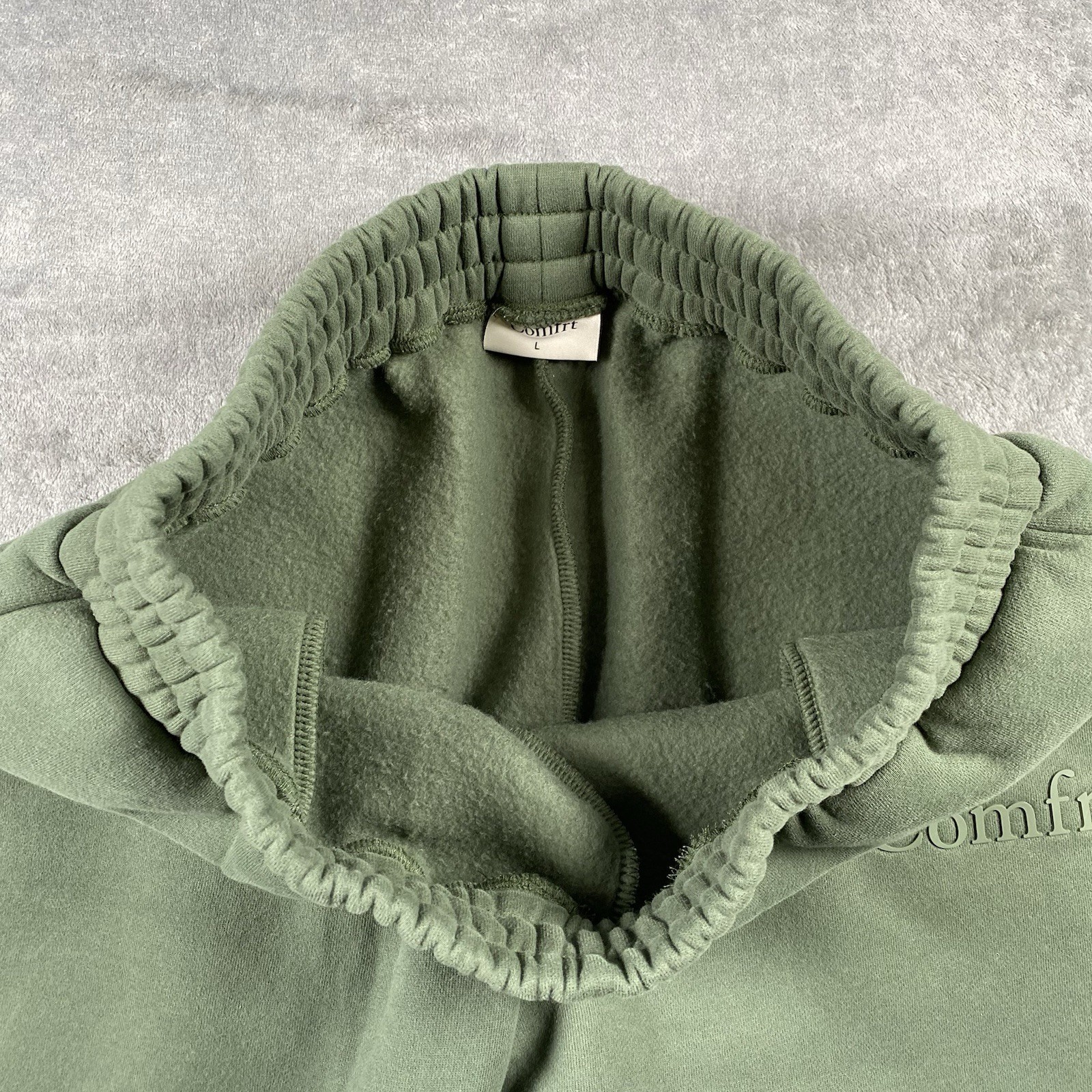 Comfrt Sweatpants Unisex Size L Forest Green Heavyweight Joggers Minimalist Logo