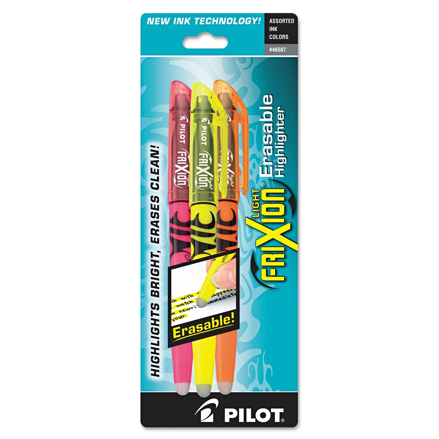 Pilot, FriXion Light Erasable Highlighters,Chisel Tip,Pack o