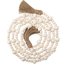 7.9 Feet Wood Beaded Garland with Tassel Christmas Hanging Ornaments