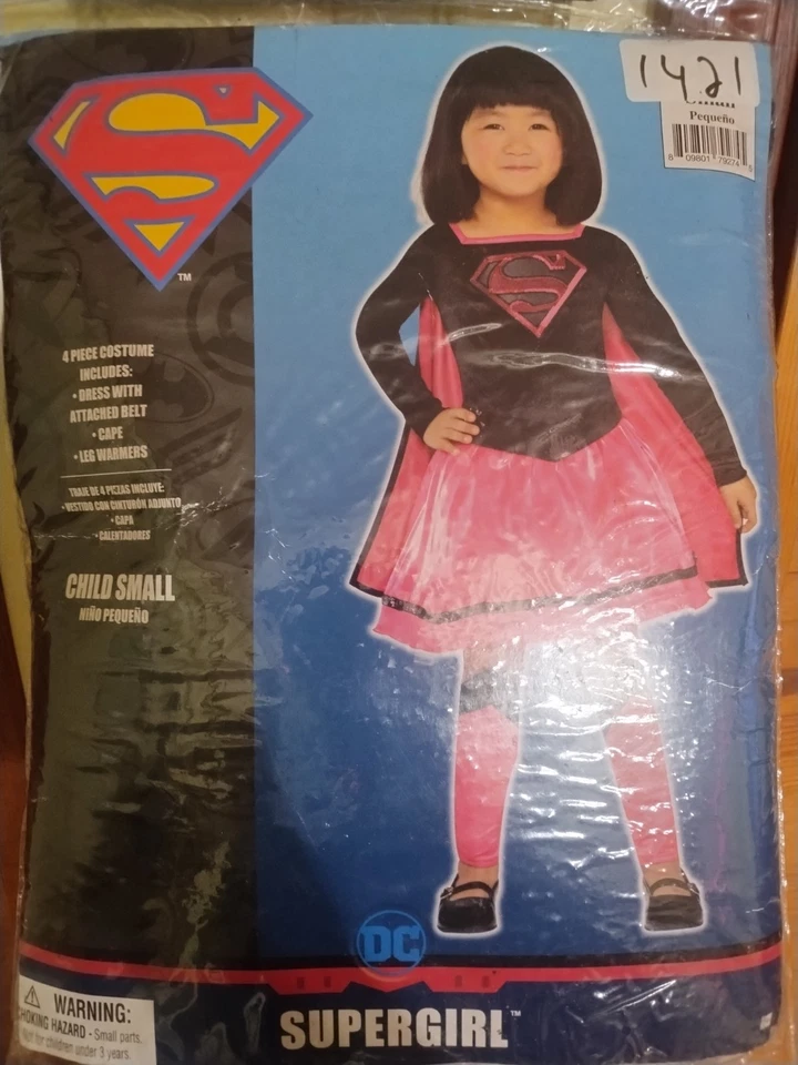 DC SUPERGIRL Halloween CHILD Small 4-6, 4Pc Costume: Dress, Cape, Leg Warmers - Image 3 of 4