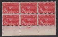 US Q1 1913 1c Parcel Post Plate Block 6 Mint-og-H  (cv$105.00) FREE SHIPPING