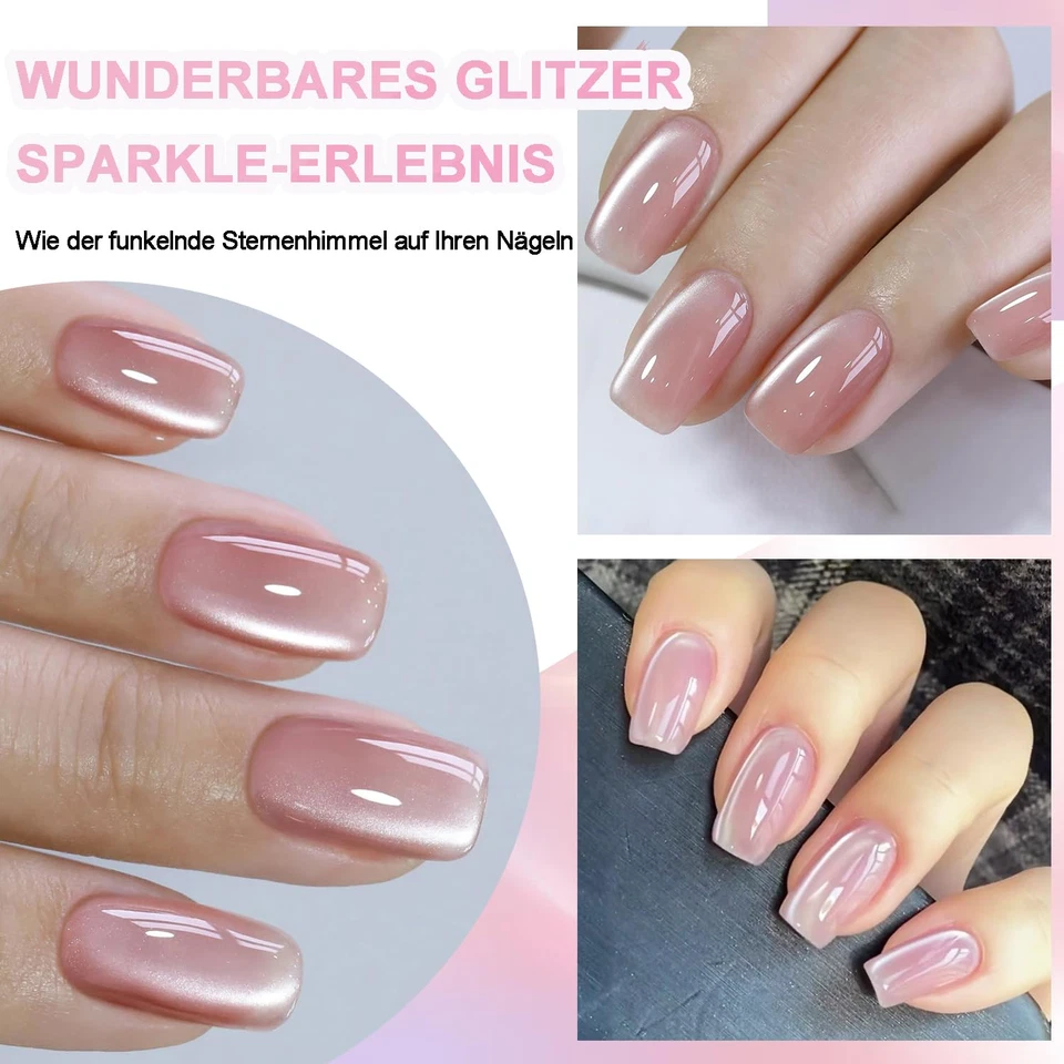 Rosa Cat Eye UV Gel Nagellack Magnetischer Glanz Glasperlen Effekt Langlebig Hol - Bild 4 von 4