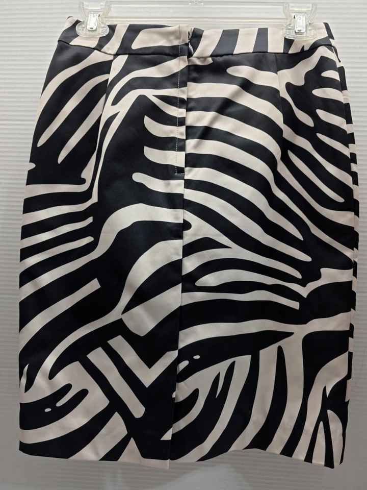 H&M Falda Lápiz Mujer 6 Negro Y Beige Animal Estampado Cebra Completamente Forrada Foto 3 de 4